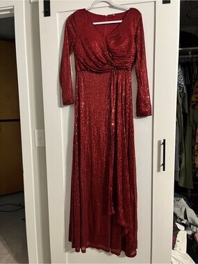 Red Sequin Evening Dress